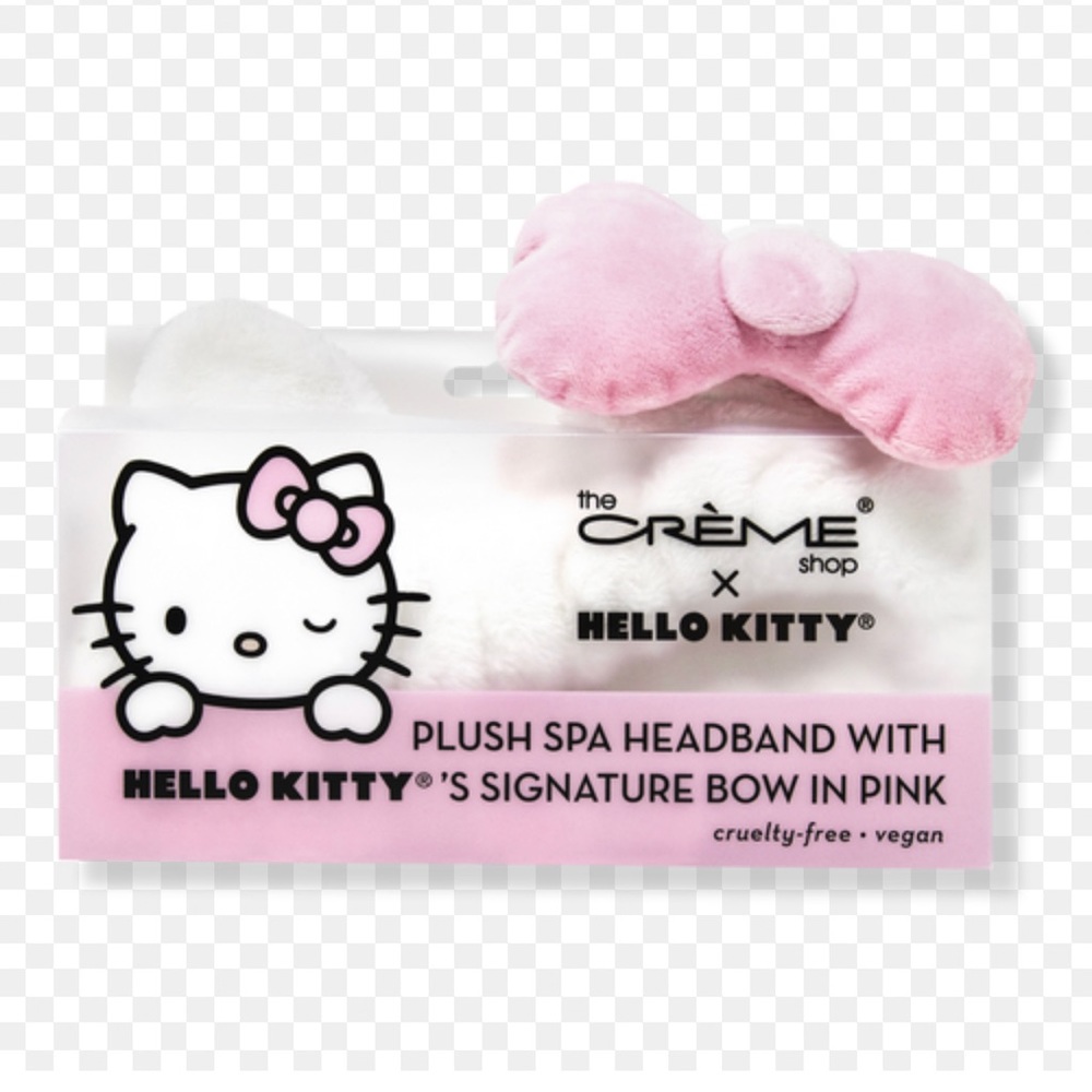 The Crème Shop Plush Spa Headband with Hello Kitty's Signature Bow (Pink) NIB